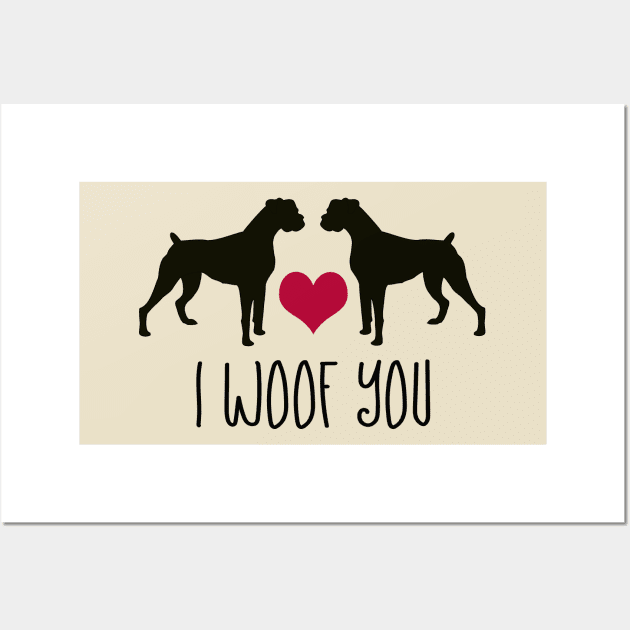 I woof You, Boxer Dog Gifts for Men and Women Wall Art by 3QuartersToday